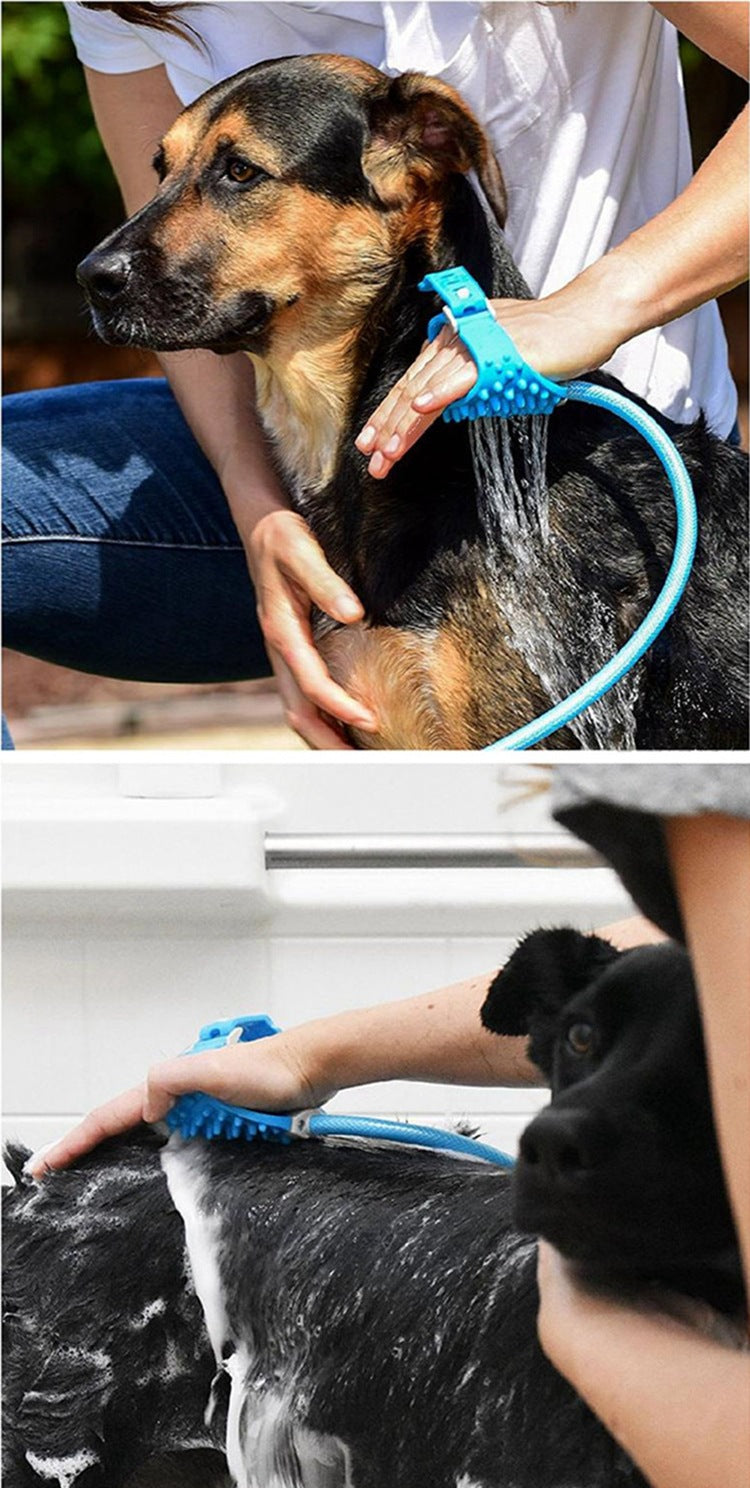 2-in-1 Pet Bathing Tool With Faucet Adapter & 2.2m Long Reach - Convenient Grooming System, Silicone Massage Shower Sprayer & Brush Head for Dogs and Cats