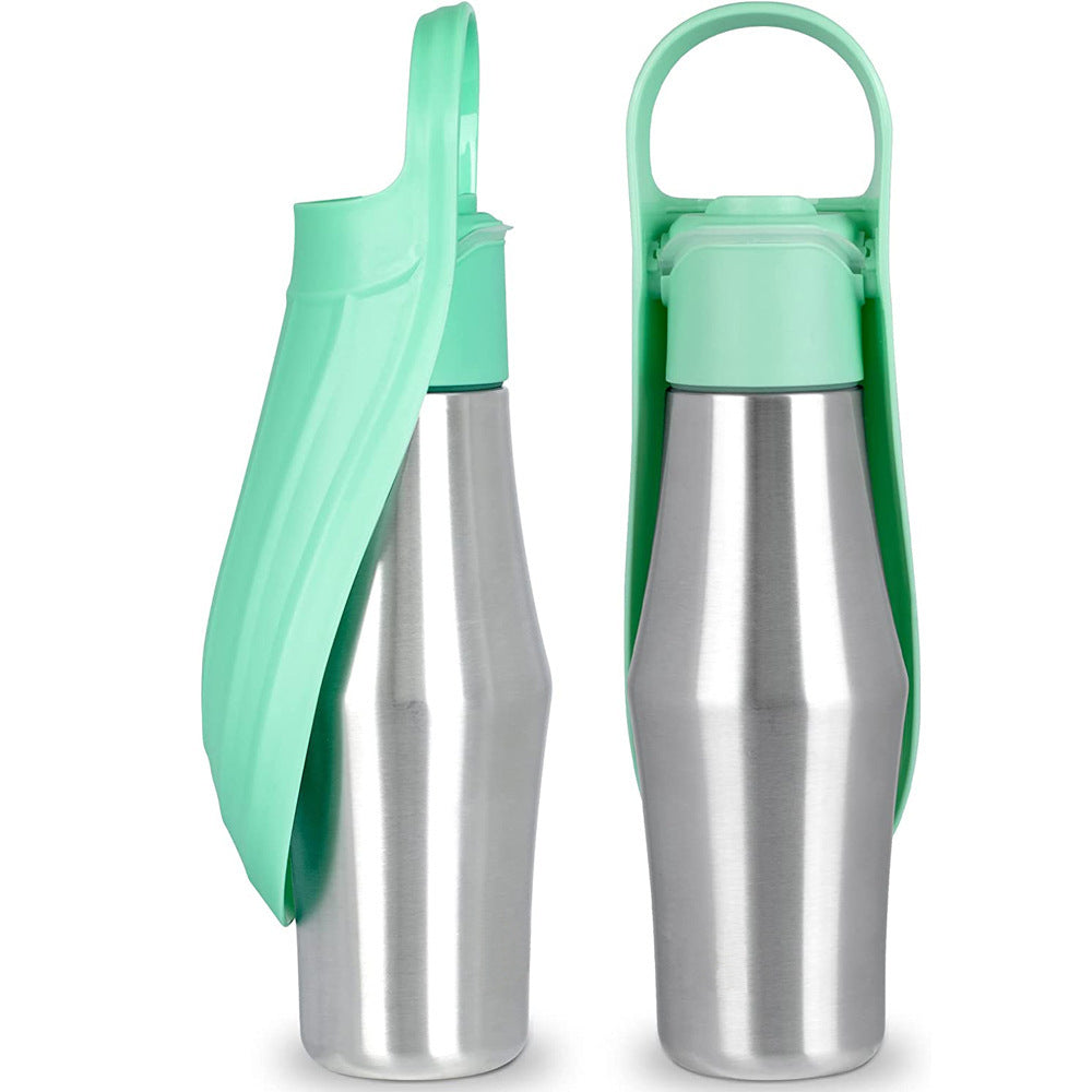 Light Green 27oz Food-Grade 304 Stainless Steel Pet Water Bottle - Portable Dog and Cat Travel Cup, Outdoor Feeder for Walks and Hikes