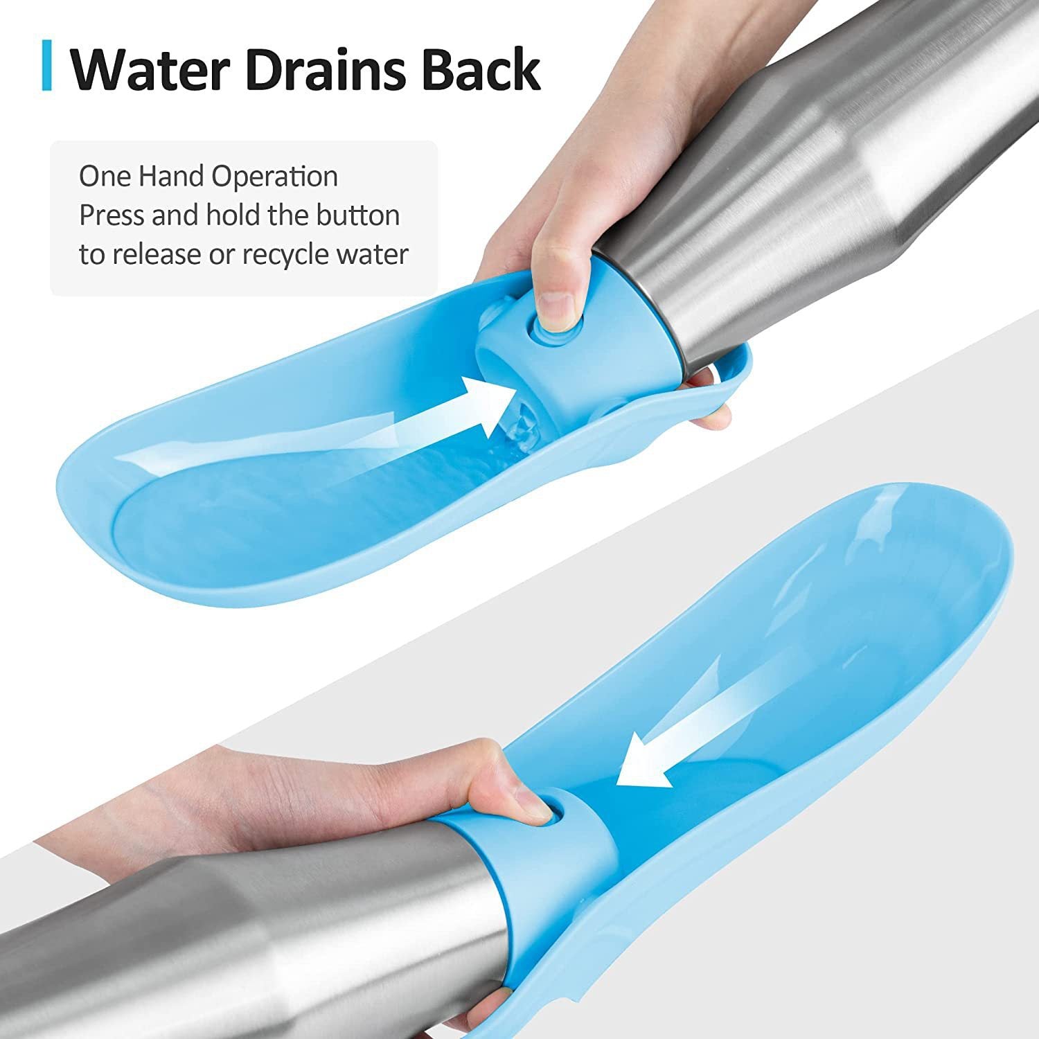 Grey 27oz Food-Grade 304 Stainless Steel Pet Water Bottle - Portable Dog and Cat Travel Cup, Outdoor Feeder for Walks and Hikes