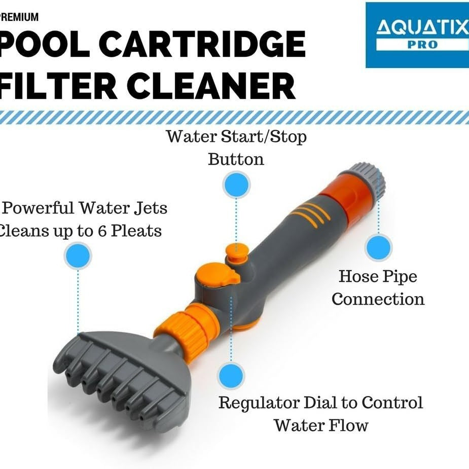 2-Pack Handheld High-Power Jet Water Sprayer for Pool and Spa Cartridge Filter Cleaning - Hydro-Powered Scrubber Tool