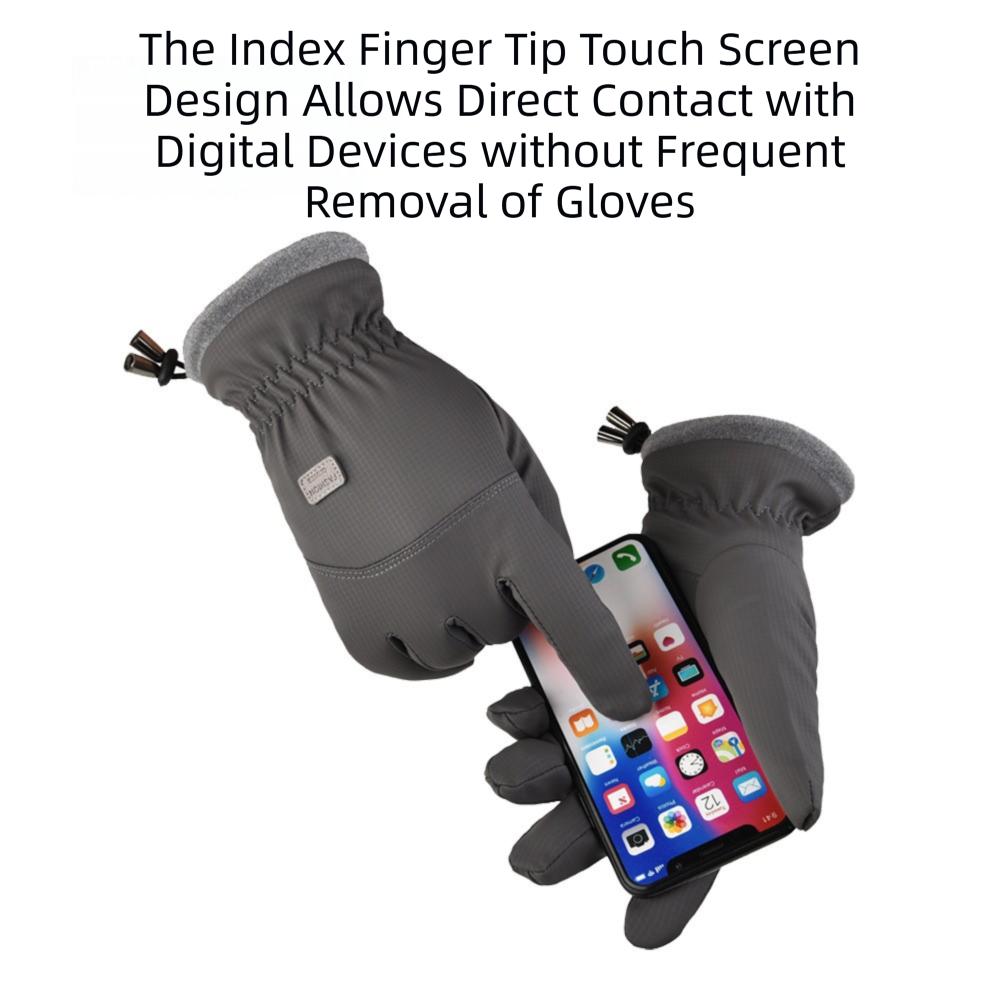 2-Pair Grey Thermal Winter Gloves for Men and Women - Waterproof Windproof & Touchscreen Compatible Gloves for Skiing, Cycling & Winter Travel(L Size)