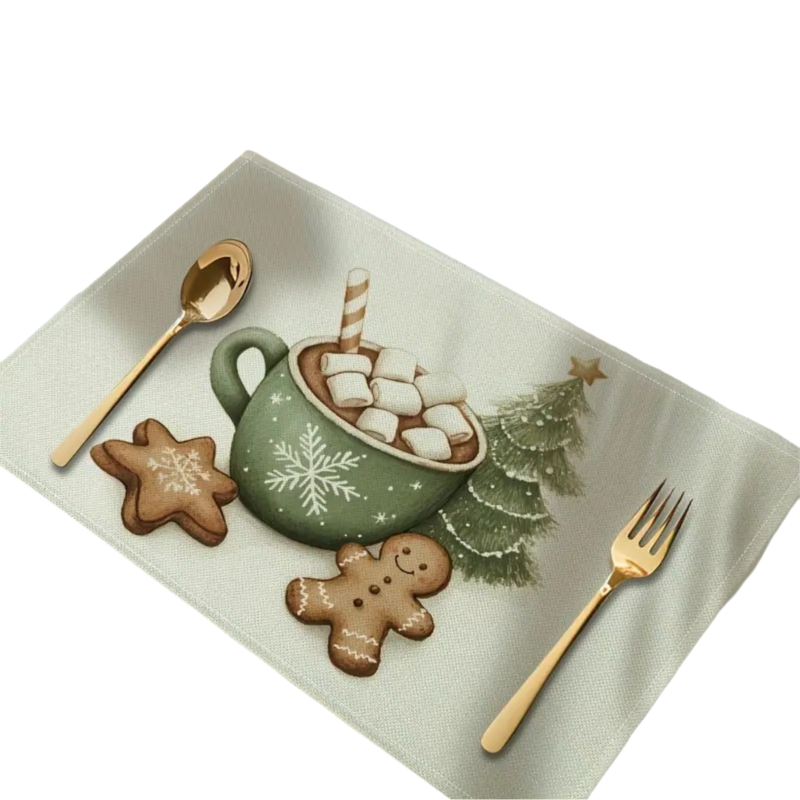 4-Pack Festive Printed Insulated Placemat for Australian Summer Holidays - Style 3 Seasonal Designs for Boxing Day and New Year Celebrations