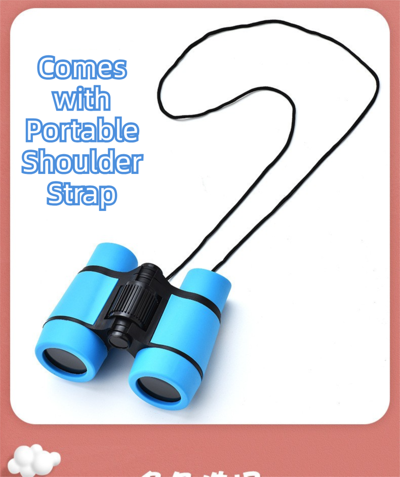 Green 6X30 Lightweight Kids Binoculars with Non-Slip Colorful Rubber Grips - Educational Outdoor Exploration Toy with Shoulder Strap