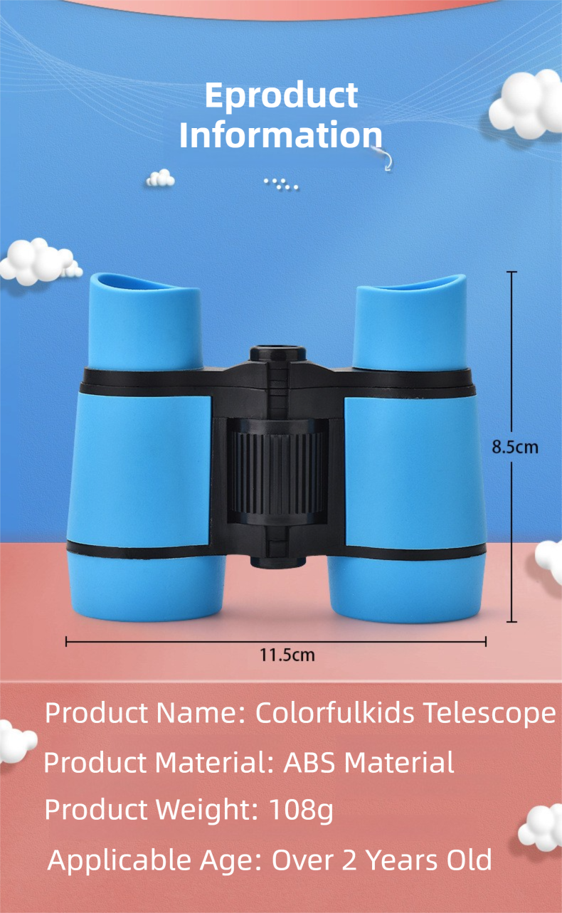 Green 6X30 Lightweight Kids Binoculars with Non-Slip Colorful Rubber Grips - Educational Outdoor Exploration Toy with Shoulder Strap