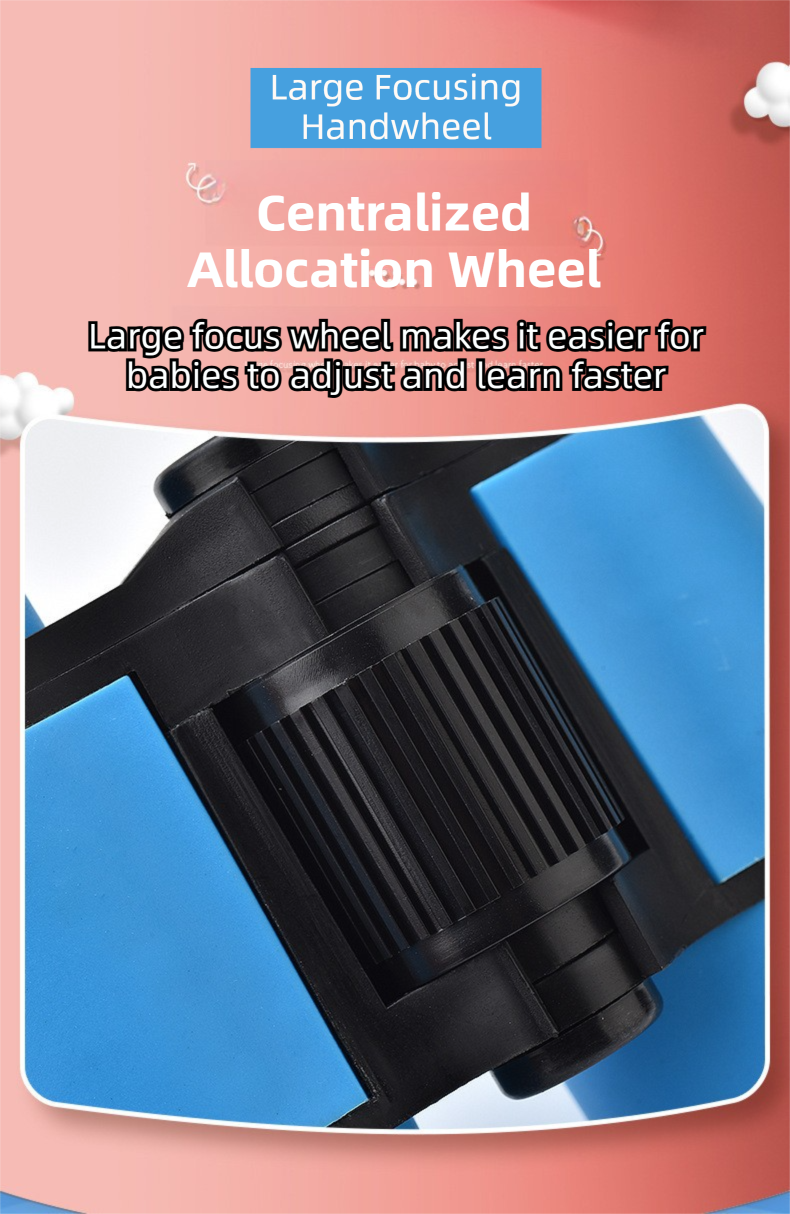 Pink 6X30 Lightweight Kids Binoculars with Non-Slip Colorful Rubber Grips - Educational Outdoor Exploration Toy with Shoulder Strap