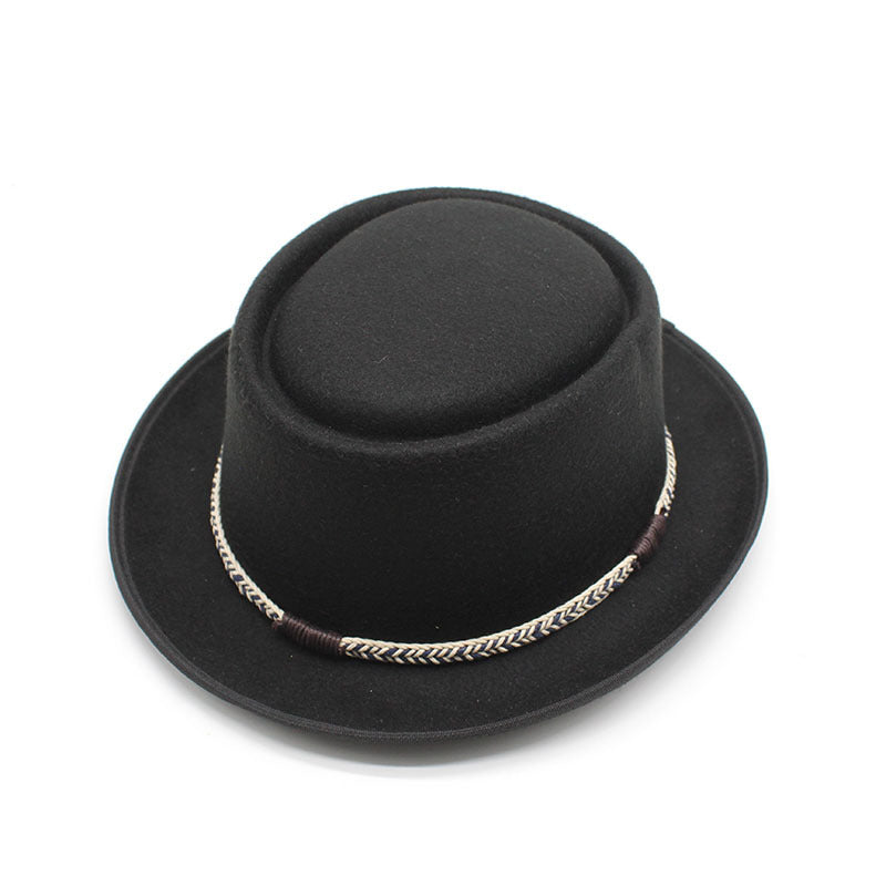 Coffee Brown Unisex Stylish Pure Woolen Short-Brimmed Fedora - Classic British Gentleman's Fedora with Curled Brim and Dimpled Top