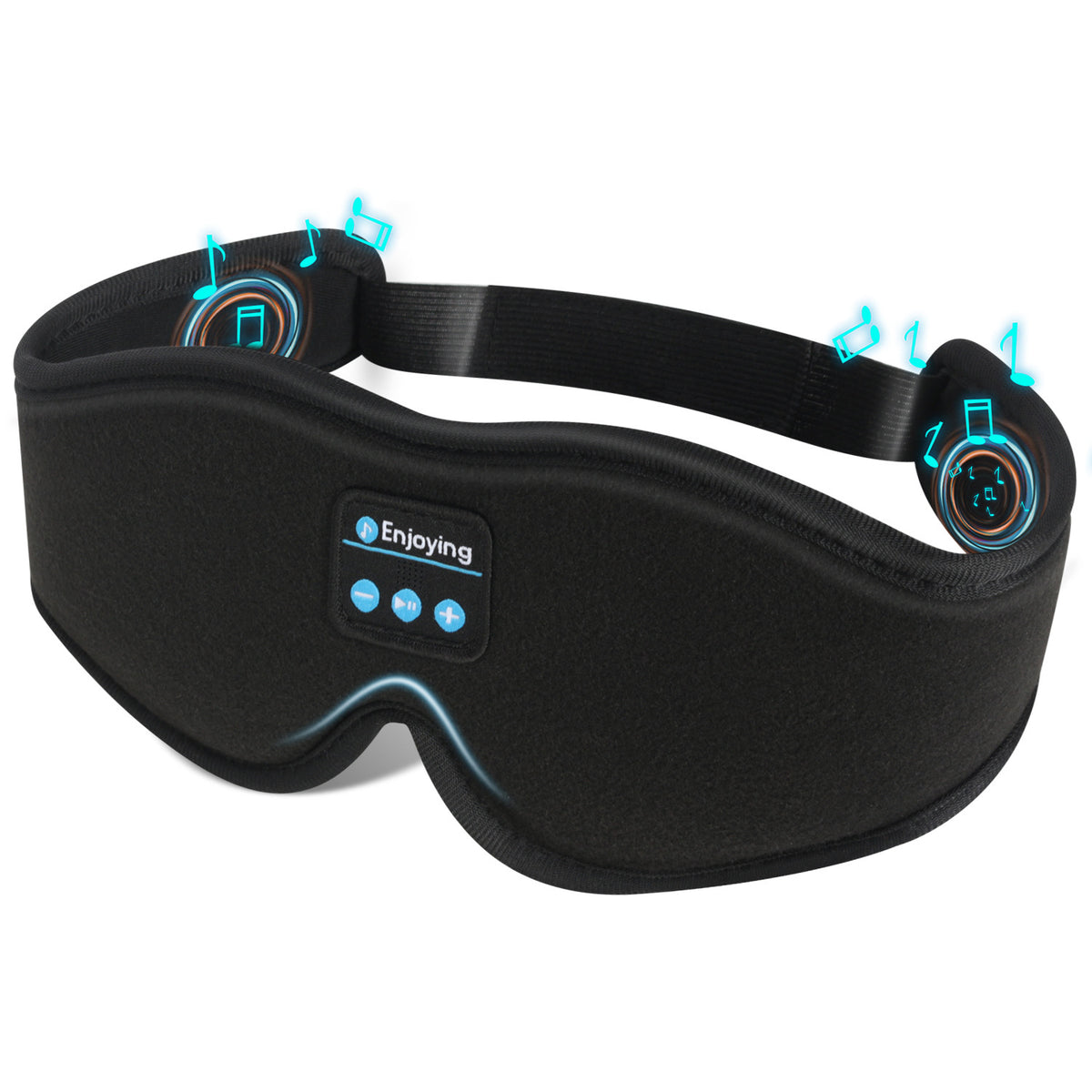 Black 3D Wireless Bluetooth Sleep Mask with Integrated Stereo Headphones - 100% Blackout Memory Foam Eye Mask, Ultra-Long Battery Life &amp; Washable Design