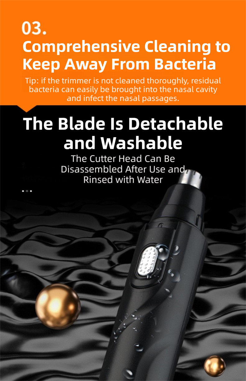 CX-D11 Red Electric Nose Hair Trimmer(12x2.5CM) - High-Speed 360° Rotating Blade, Painless Ear and Nose Hair Groomer with USB Charging