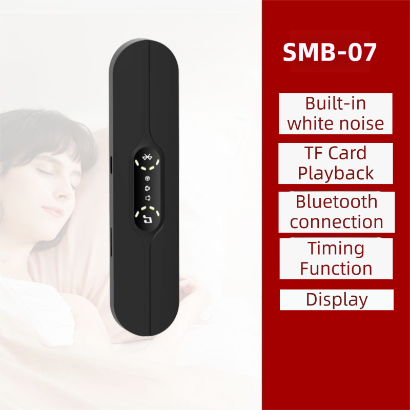 Black SMB-07 Bone Conduction Under-Pillow Speaker -  Bluetooth 5.4 Ultra-Thin Sleep Aid Sound Bar with Dual Speaker Resonance &amp; 36 Built-in White Noise Tracks