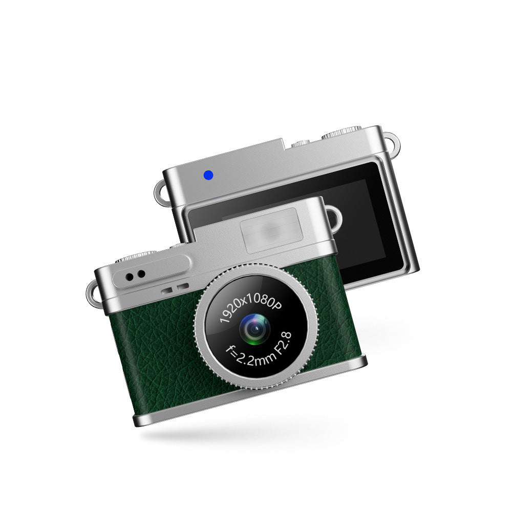 Retro Style Ultra-Mini Thumb Cam for Vlogging (Green) - Portable Digital Photo &amp; Video Recorder with 32GB Memory Card &amp; 0.96" Screen, Free Wearable Keychain &amp; Necklace