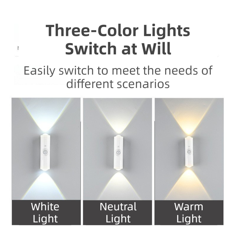 2-PCS Smart Motion Sensor Atmosphere Night Light(3-Level Color) - USB Rechargeable Projection Wall Lamp, High-End Minimalist Design for Home Decor