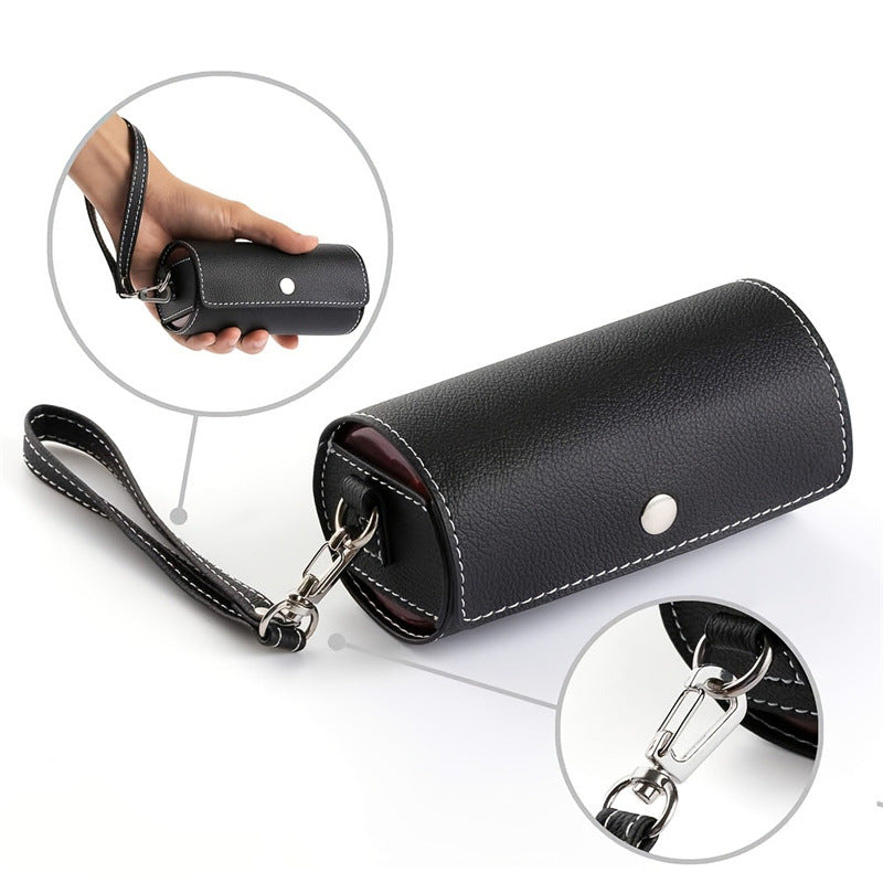 Portable 7-Day Weekly Travel Pill Organizer with Black PU Leather Pouch - 14 Black Compartments AM/PM Medication Planner, Dustproof & Light-Shielding