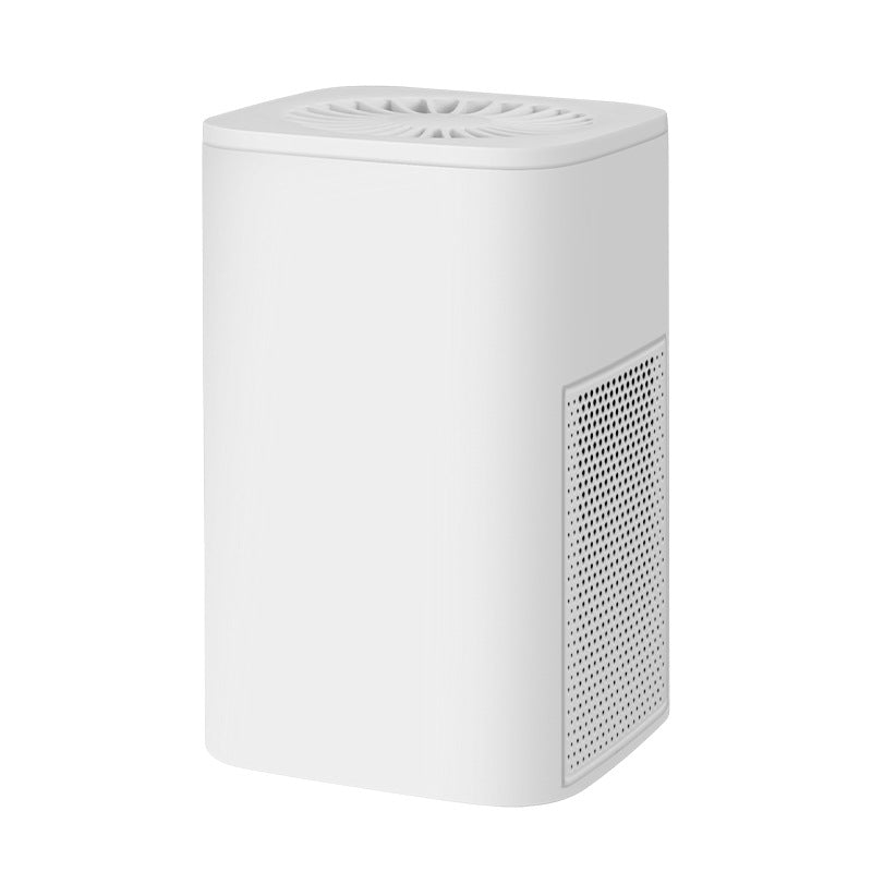 White Compact Desktop Air Purifier with Dual Activated Carbon Filter - Ultra-Quiet Air Cleaner for Home &amp; Office, Powerful 50 m³/h Airflow, Effectively Removes Odor, Smoke, Dust, Pollen &amp; Pet Dander