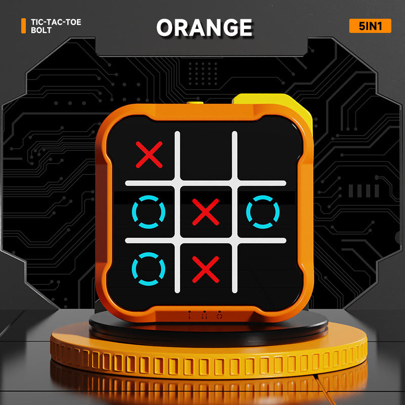 Orange All-in-One Tic-Tac-Toe Desktop Game - Portable Family Interactive Board Toy, Brain Training Puzzle & Travel-Friendly Strategy Game