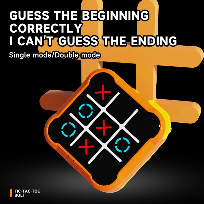 Orange All-in-One Tic-Tac-Toe Desktop Game - Portable Family Interactive Board Toy, Brain Training Puzzle & Travel-Friendly Strategy Game