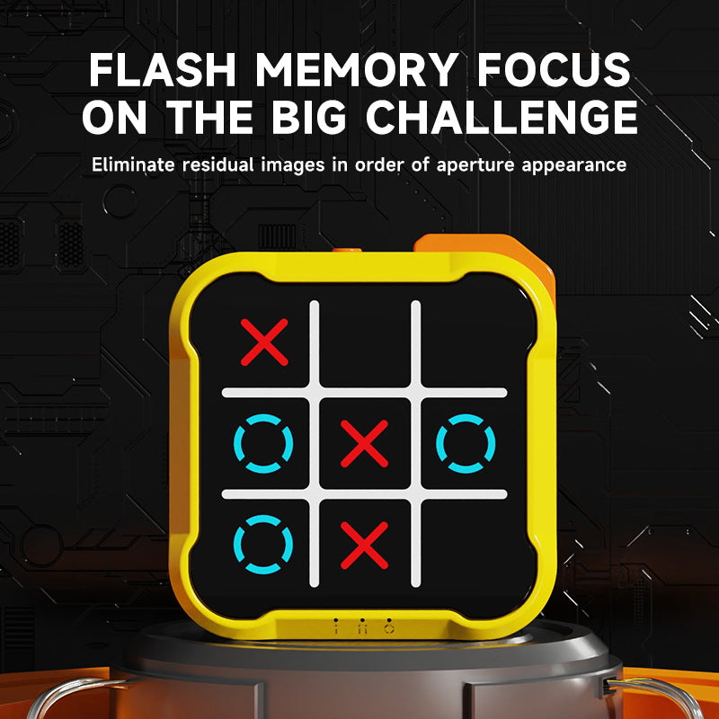 Orange All-in-One Tic-Tac-Toe Desktop Game - Portable Family Interactive Board Toy, Brain Training Puzzle & Travel-Friendly Strategy Game