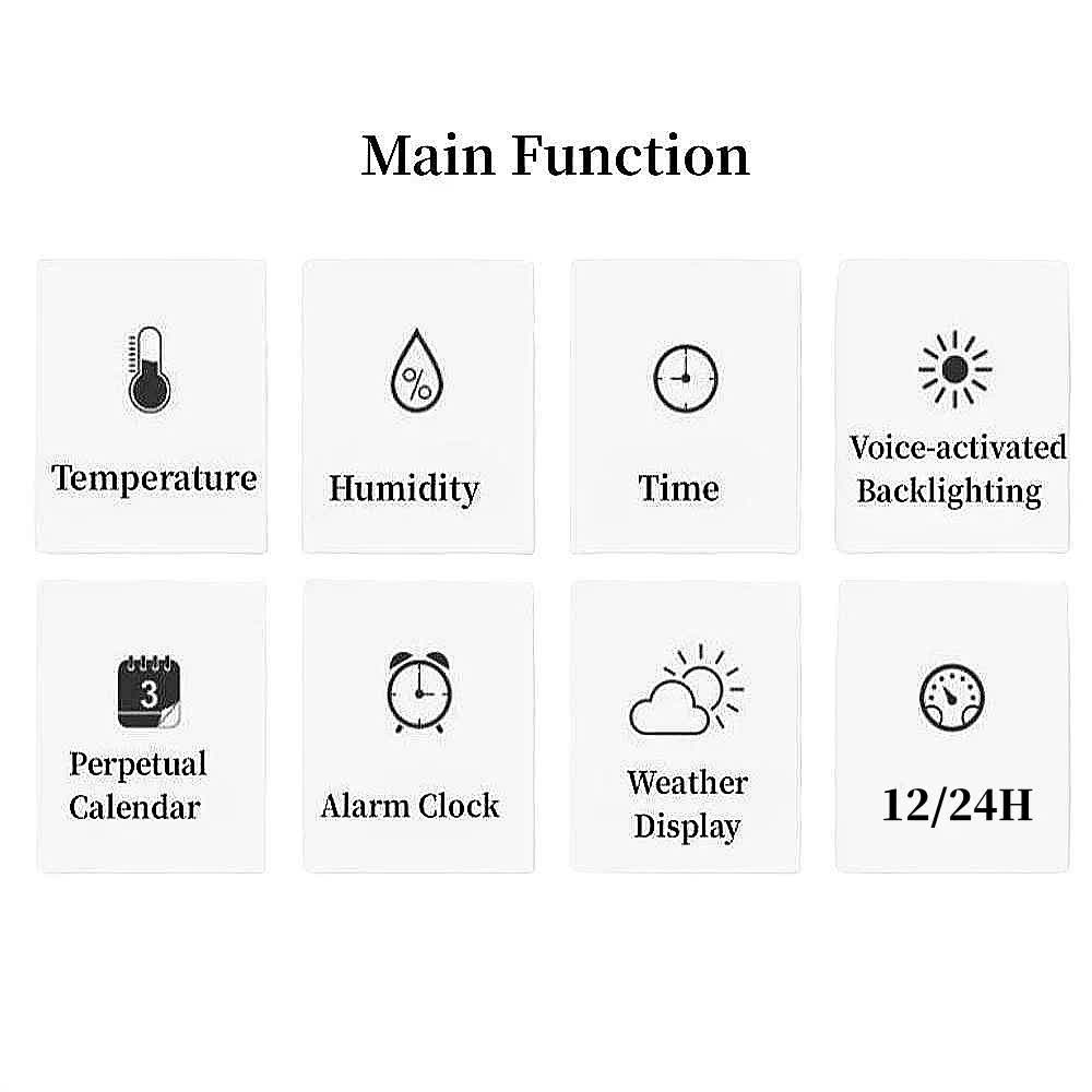 Digital Weather Forecast Clock With Alarm Clock - Color LCD Display with Date, Temperature, Humidity Monitor & Voice-Activated Backlight