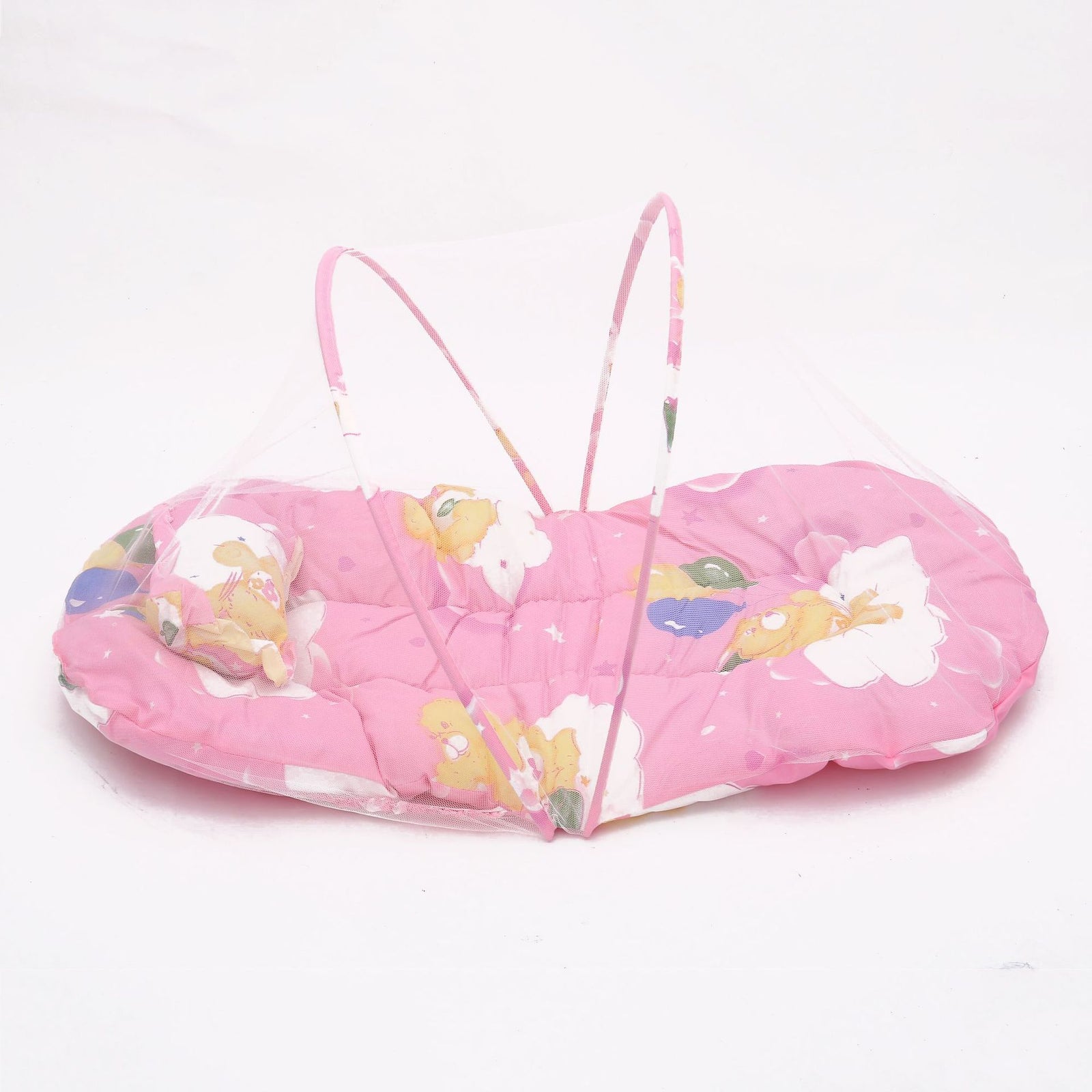 Pink Portable 3-in-1 Mosquito Net Set with Soft Sleep Pad & Pillow - Foldable Pop-Up Travel Bassinet for Infants, Breathable Shield for Indoor & Outdoor Use