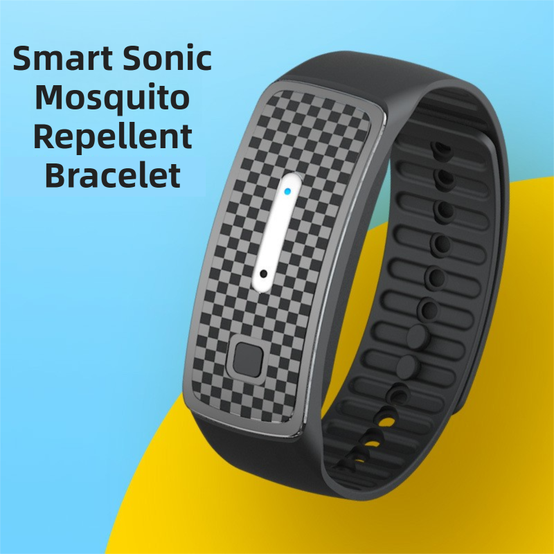 2-Pack Black Portable Ultrasonic Mosquito Repellent Bracelet - Watch Style Insect Repeller, Pure Physical Protection USB Rechargeable