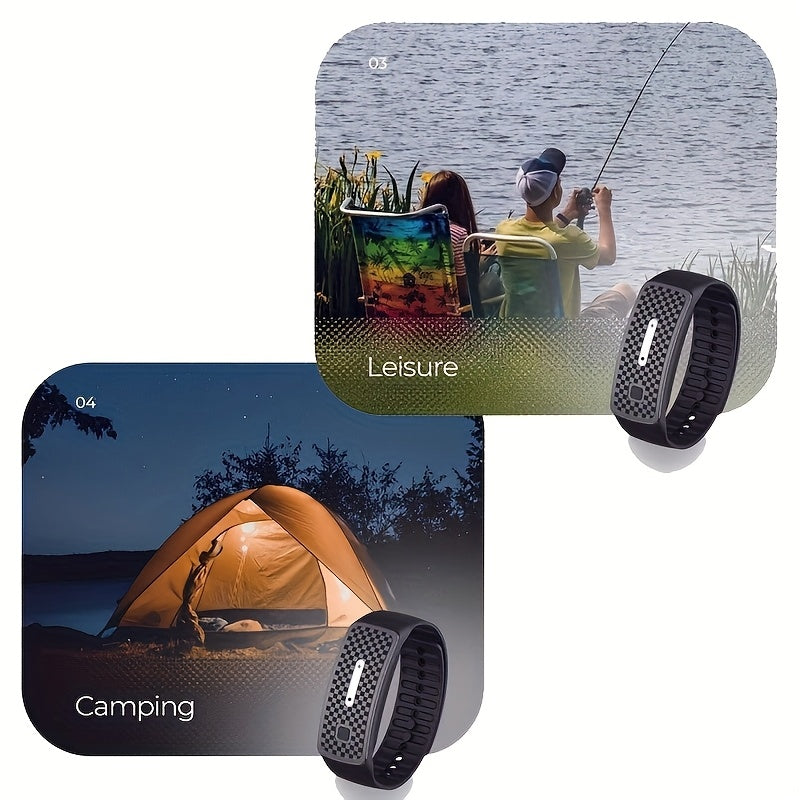 2-Pack White Portable Ultrasonic Mosquito Repellent Bracelet - Watch Style Insect Repeller, Pure Physical Protection USB Rechargeable