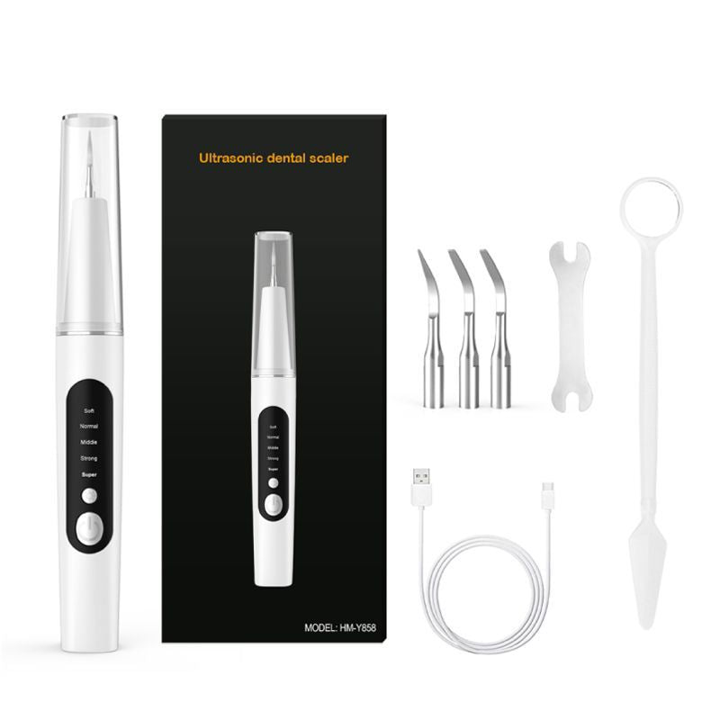 Professional Waterproof Ultrasonic Pet Tooth Cleaner - Dog Cat Painless Calculus and Stain Remover Kit with 4 Cleaning Heads, LED, UV Disinfection, Oral Mirror &amp; Dental Floss