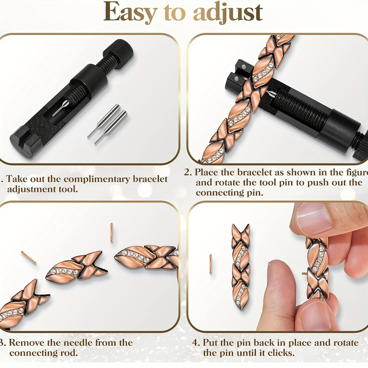 Leaf Magnetic Therapy Bracelet with Rhinestones - Geometric Stylish Wristband & Wellness Jewelry, Free Removel Tool(Gold)