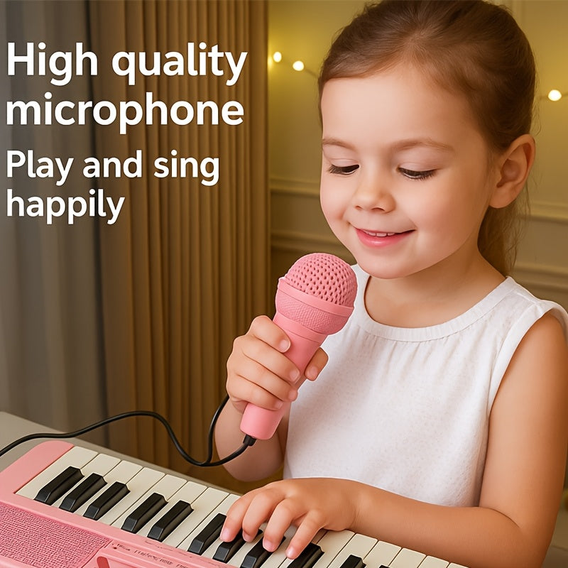 Portable Kids' Electronic Piano with Sheet Music and Microphone - Professional 37-Key Tactile Feedback, Support Recording & Multiple Performance Modes, Beginner-Friendly & Durable Musical Toy(Blue)