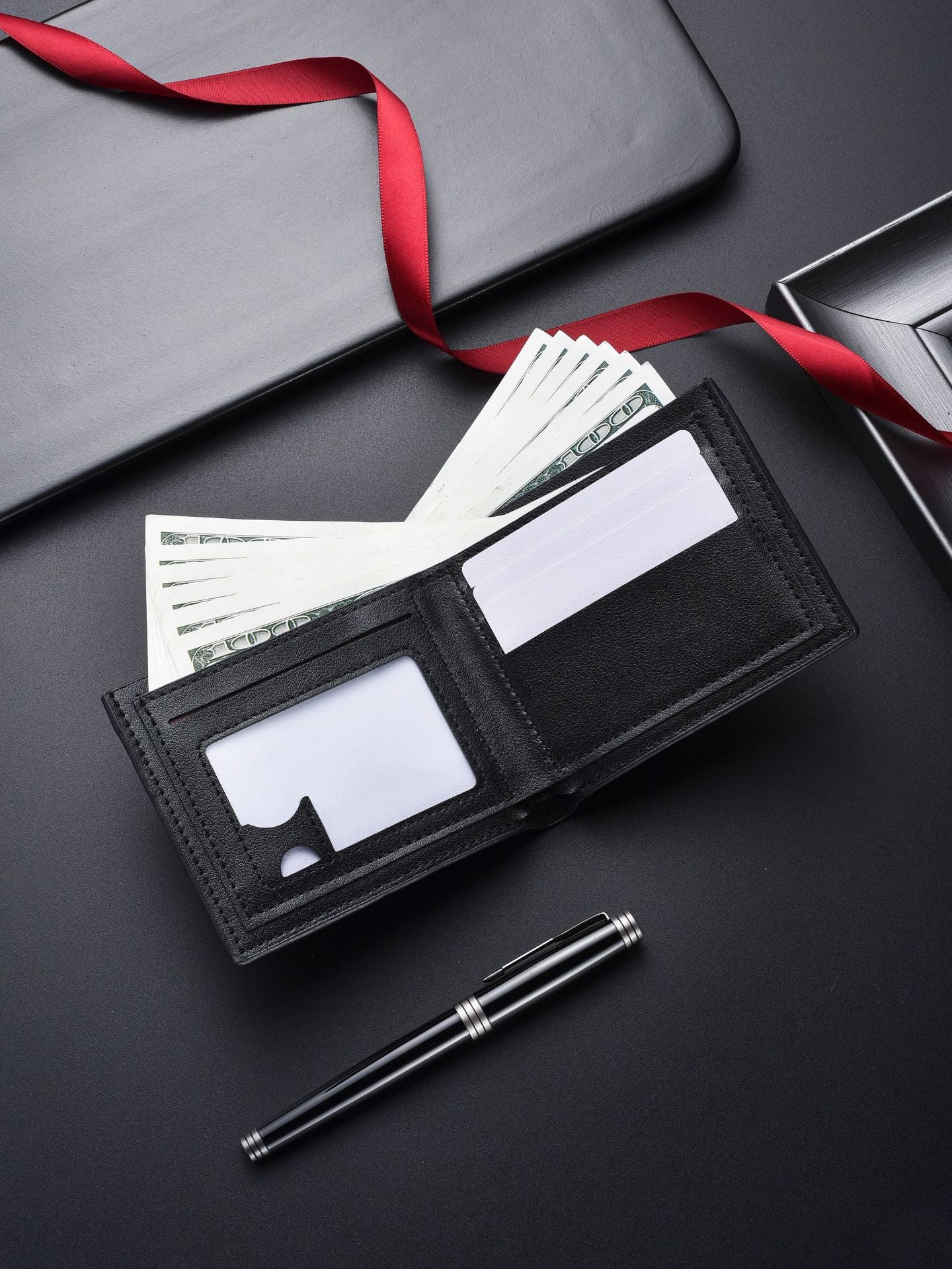 Dark Brown Men's Ultra-Thin PU Leather Wallet - Compact & Stylish Bi-fold Purse with Multiple Card Slots