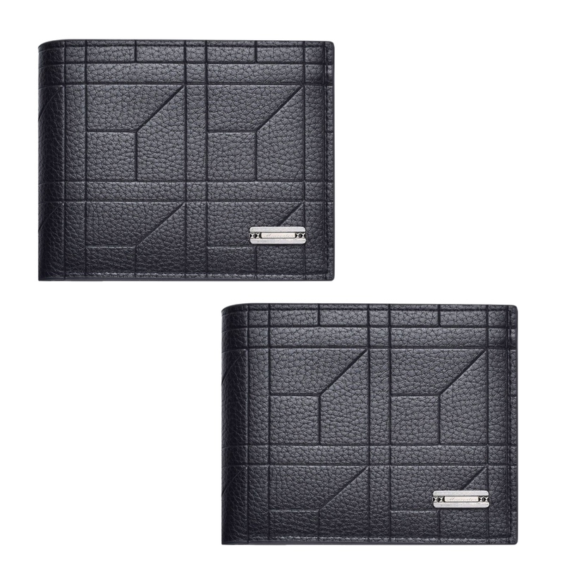 2-Pack Black Men's Ultra-Thin PU Leather Wallet - Compact &amp; Stylish Bi-fold Purse with Multiple Card Slots