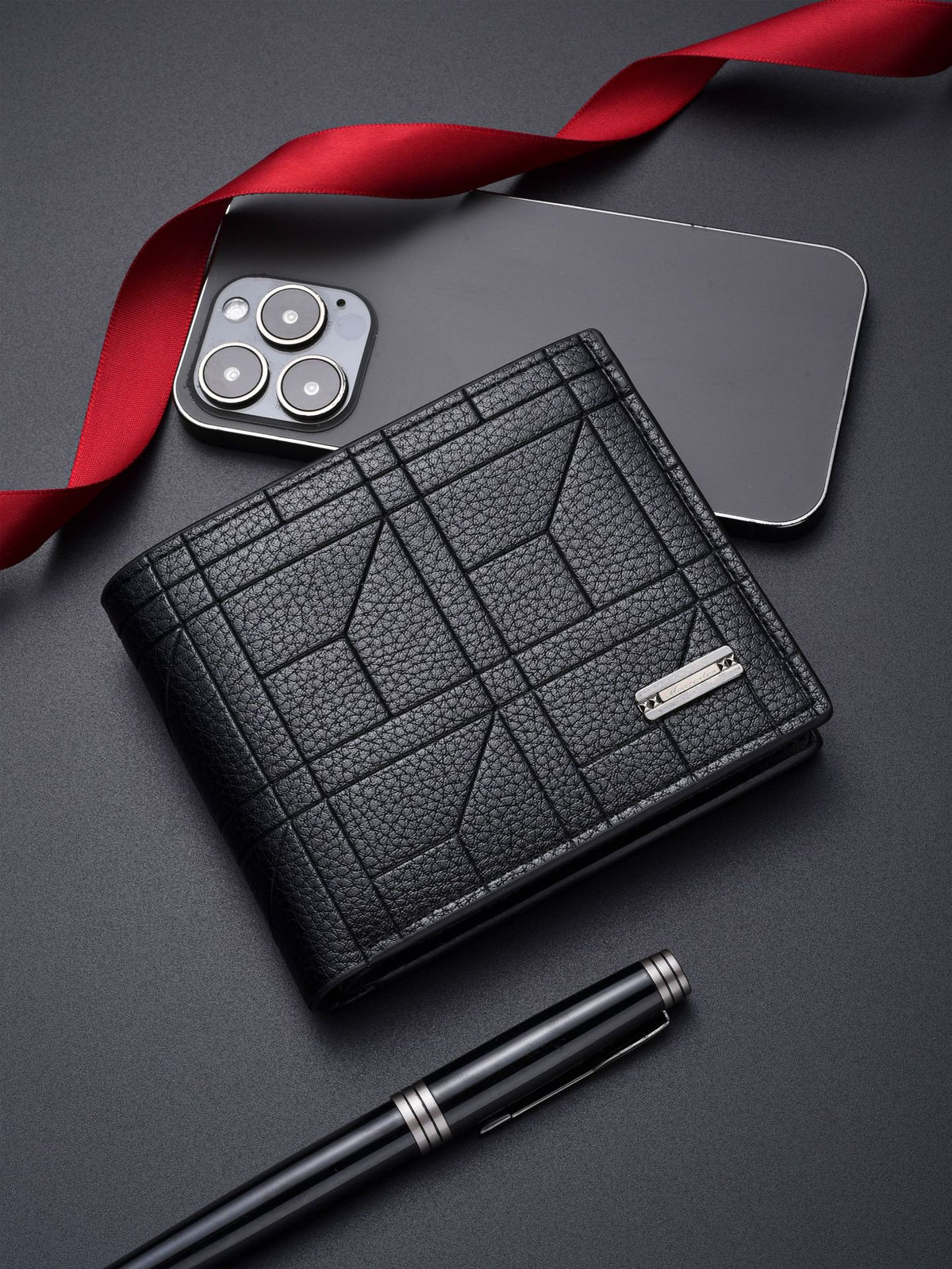 2-Pack Black Men's Ultra-Thin PU Leather Wallet - Compact & Stylish Bi-fold Purse with Multiple Card Slots