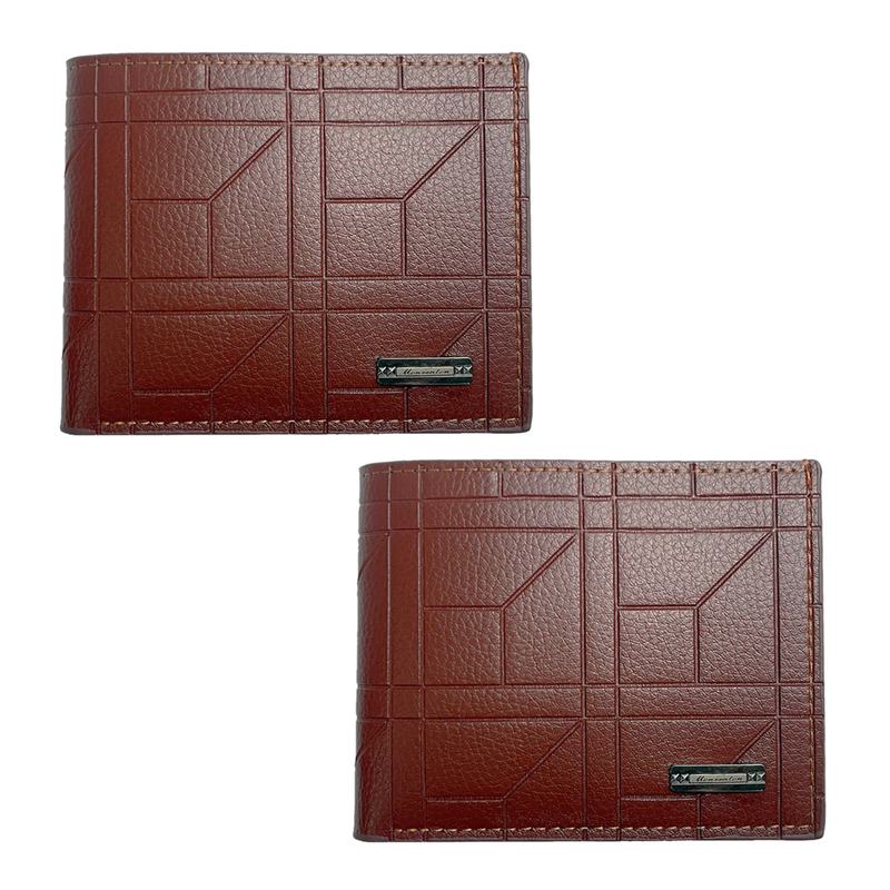 2-Pack Light Brown Men's Ultra-Thin PU Leather Wallet - Compact & Stylish Bi-fold Purse with Multiple Card Slots