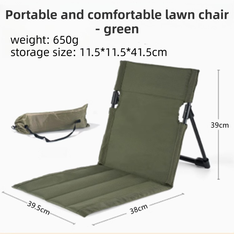 Green Portable Folding Camping Chair with Backrest &amp; Storage-Bag - Ultra-Light Aluminum Alloy Lawn Chair, Beach &amp; Balcony Travel Seating