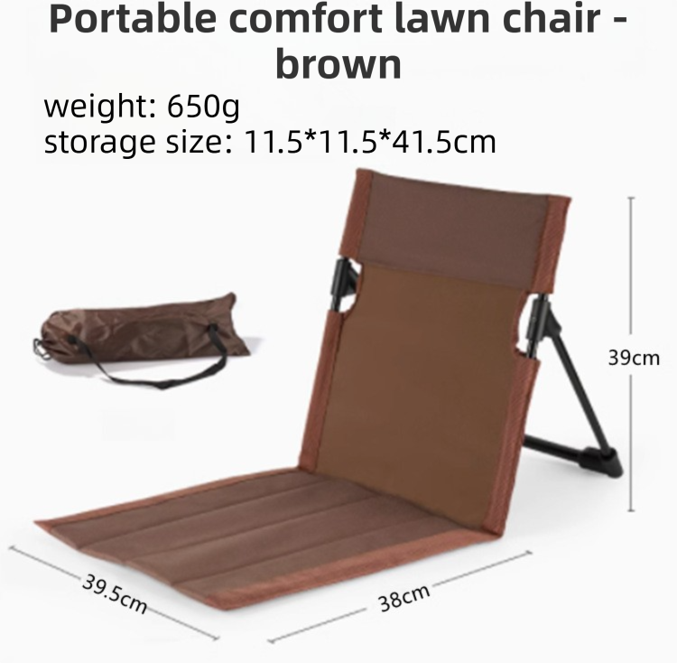 Brown Portable Folding Camping Chair with Backrest &amp; Storage-Bag - Ultra-Light Aluminum Alloy Lawn Chair, Beach &amp; Balcony Travel Seating