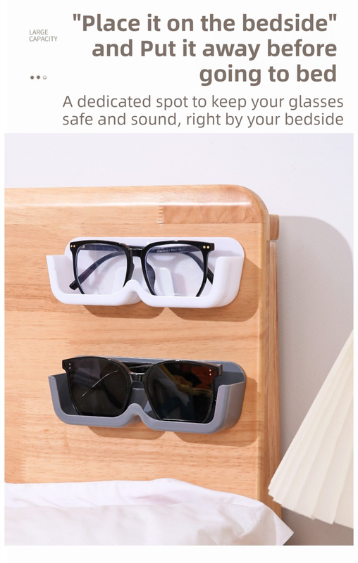 3-Pack Wall-Mounted Glasses Organizer - PET Bedside Bathroom Eyewear Storage Shelf, Anti-Pressure & Space-Saving(Transparent)