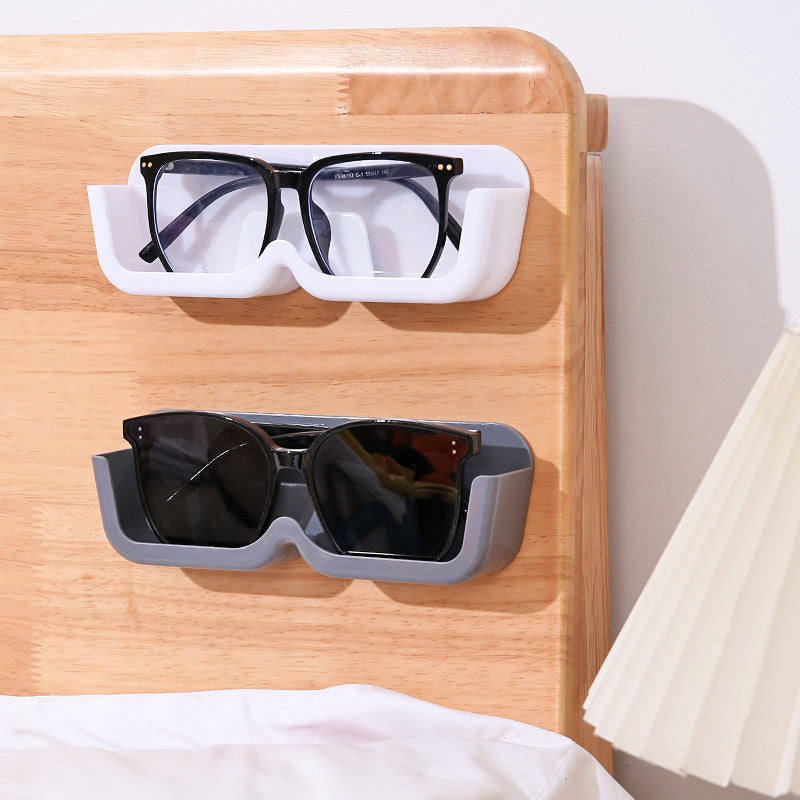 3-Pack Wall-Mounted Glasses Organizer - PET Bedside Bathroom Eyewear Storage Shelf, Anti-Pressure & Space-Saving(Transparent)