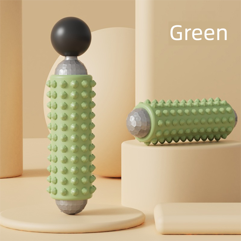 Green Portable Electric Yoga Massage Roller - Handheld Fitness Recovery Tool, Deep Tissue Muscle Relaxer & Fascia Release Stick