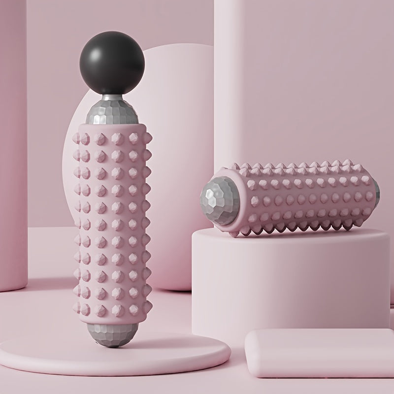 Pink Portable Electric Yoga Massage Roller - Handheld Fitness Recovery Tool, Deep Tissue Muscle Relaxer &amp; Fascia Release Stick