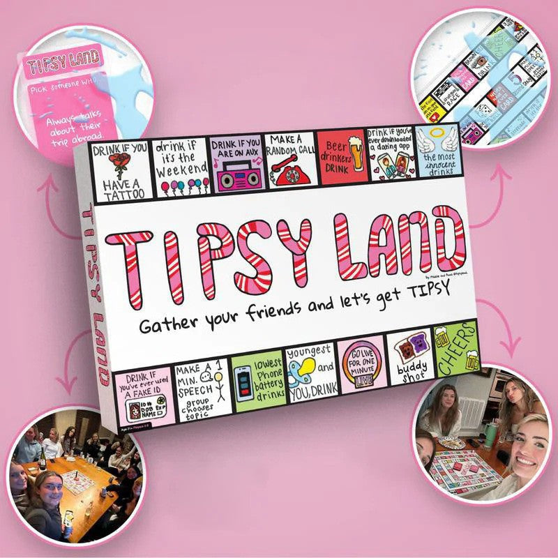 Tipsy Land Party Card & Board Set - Premium Drinking Game and Hilarious Social Icebreaker for Parties & Game