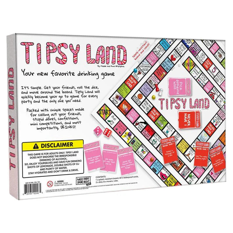 Tipsy Land Party Card & Board Set - Premium Drinking Game and Hilarious Social Icebreaker for Parties & Game