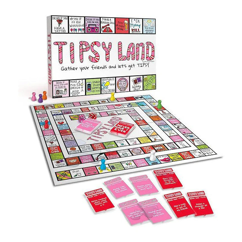 Tipsy Land Party Card & Board Set - Premium Drinking Game and Hilarious Social Icebreaker for Parties & Game