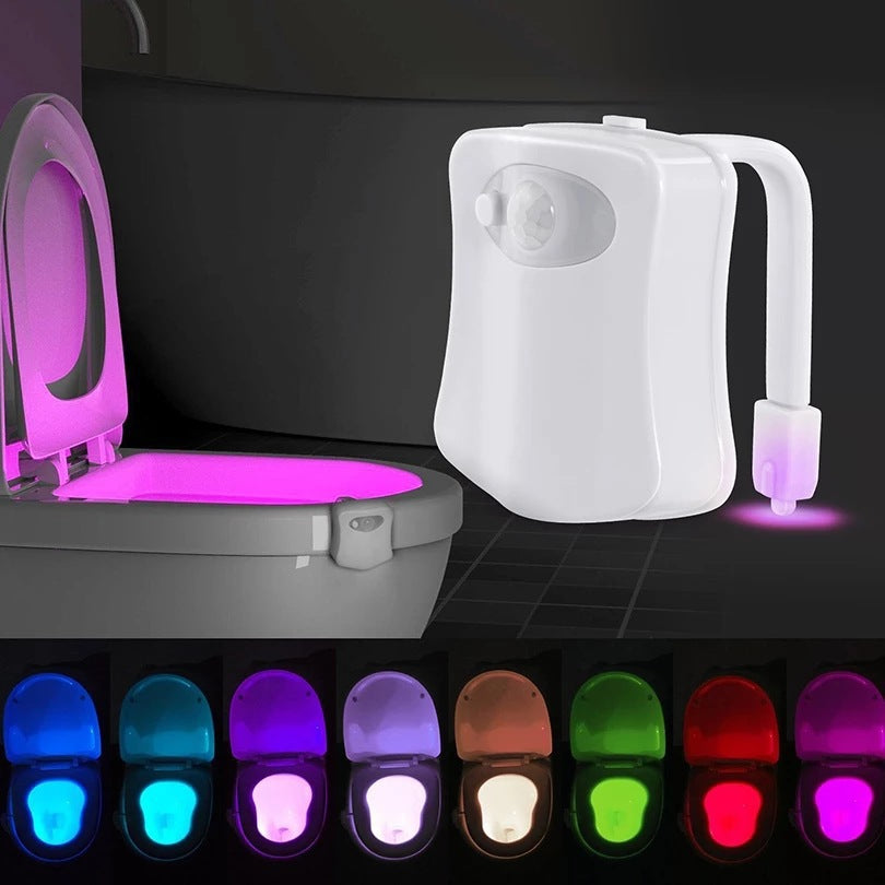 8-Color LED Toilet Night Light - Universal Fit Smart Motion Activated Bathroom Bowl Light, Multi-Color Cycle &amp; Fixed Mode
