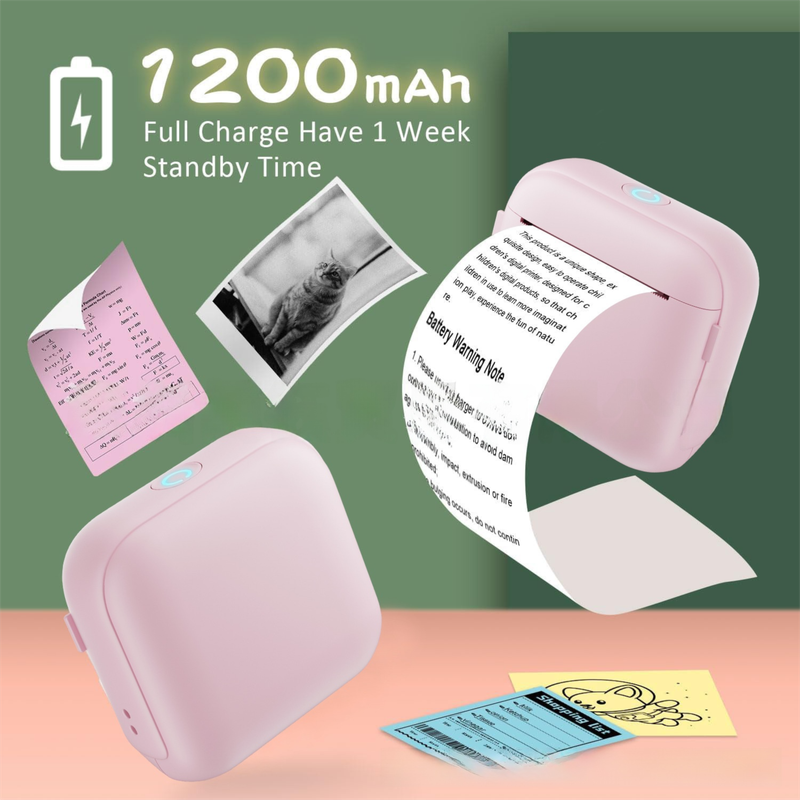 Green X6 Mini Portable Bluetooth Instant Photo & Note Printer for Students - Deluxe 20-Piece Gift Set with 12 Paper Rolls, Color Pens & Storage Bag