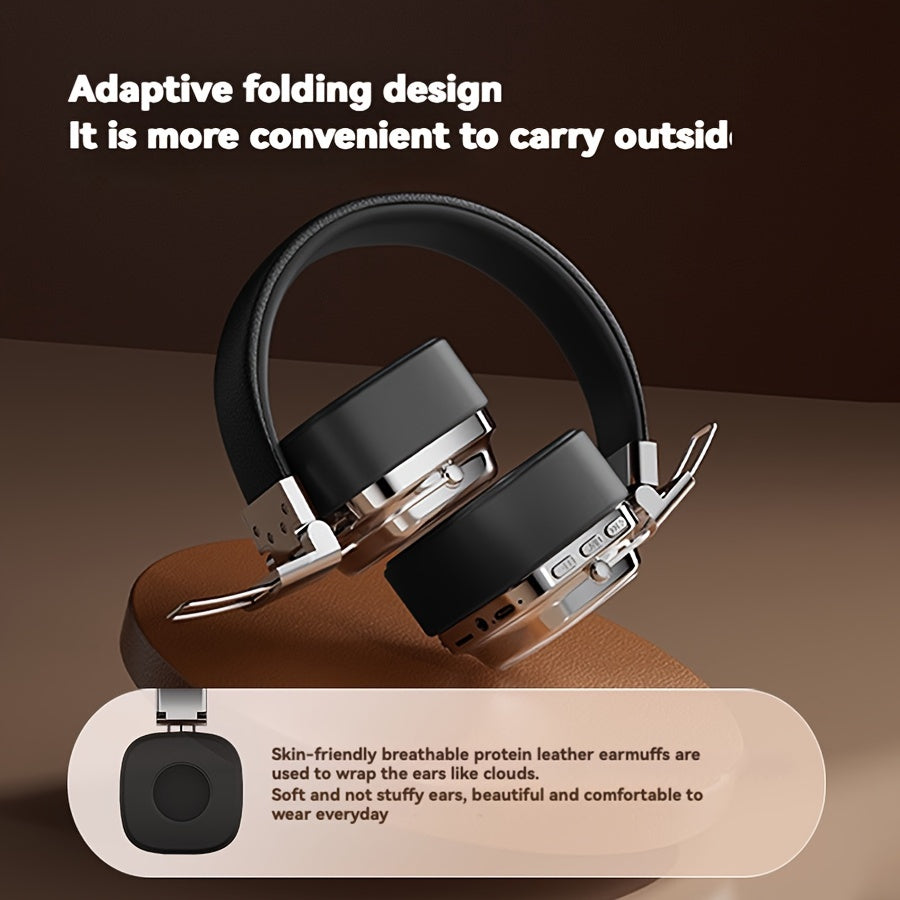 Black & Sliver Stylish Retro Wireless Bluetooth & Plug Hi-Fi Stereo Headphones - Glowing LED Gaming Sports Over-Ear Headset with 10m Range, TypeC-Charging