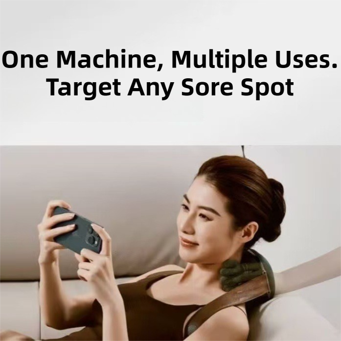 Compact 4D Bionic 10-Fingers Shoulder & Neck Massager - EMS Micro-current & Vibration Neck Reliever with 2-Level Red Light Heat