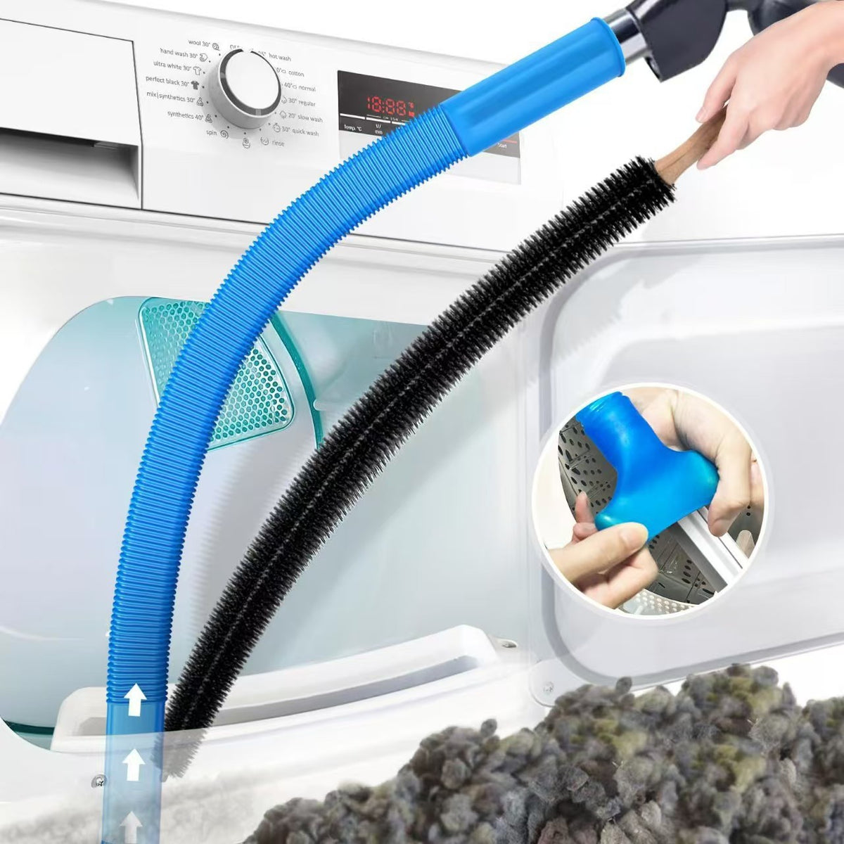 Sealegend Dryer Vent &amp; Washing Machine Deep Cleaner Kit - 8M Flexible Vacuum Hose Attachment &amp; Lint Brush