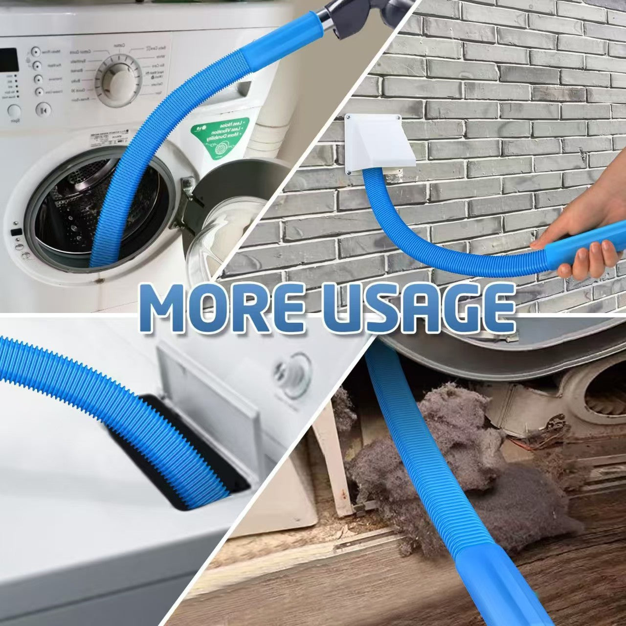 Sealegend Dryer Vent & Washing Machine Deep Cleaner Kit - 8M Flexible Vacuum Hose Attachment & Lint Brush