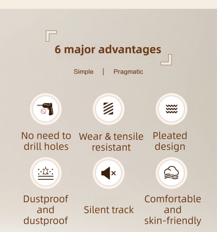 150 X 180 CM Khaki Linen-Look Dust Drill-Free Pull-Curtain - Folding Doorless Closet Divider with Magnetic Closure & Hanging Rings