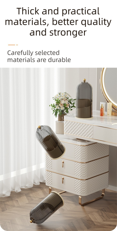 White 360° Rotating Makeup Brush Holder with Transparent Dust-Proof Sliding Door - Large Capacity Cosmetic Organizer, Professionaln Gradient Dual Zones