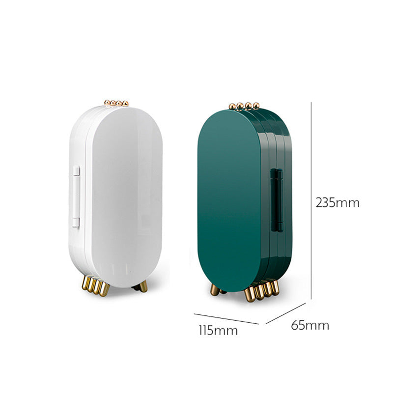 White 4-Layer Retractable Screen-Style Jewelry Display Stand With Mirror Zone - Dust-Proof Necklace & Earring Organizer Case for Vanity