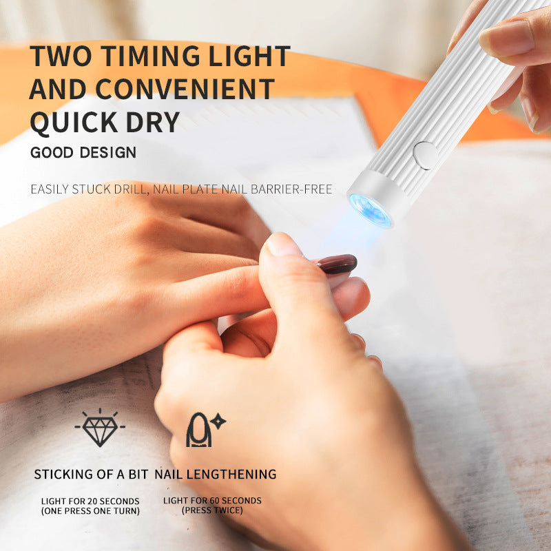 Pink Mini Handheld LED/UV Manicure Light with Digital Display - Portable One-Finger Curing Pen